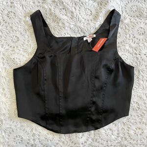 Joe fresh black silk/satin corset top NWT